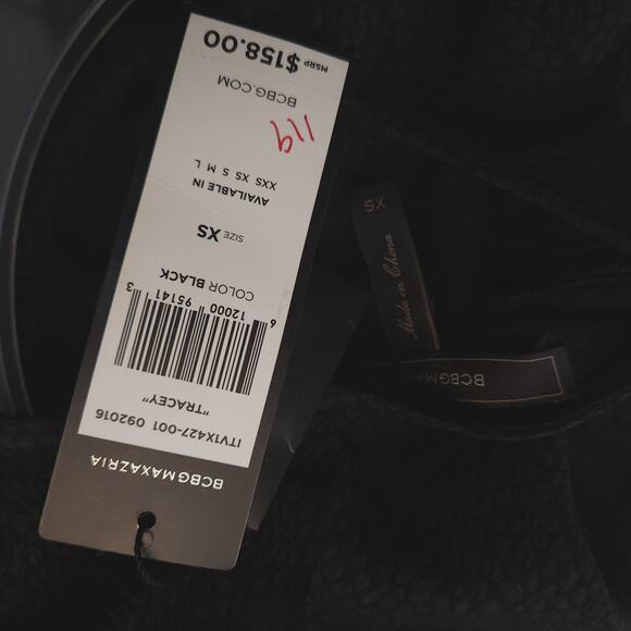 New BCBG MaxAxria Black Textured Blouse XS Tonal Blac MSRP $158 Tracey Blouse - Picture 4 of 5